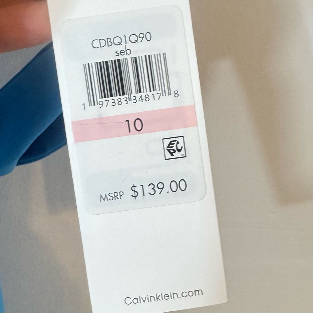 Calvin Klein Size 10 Jumpsuit Blue Flutter Split Sleeve Belted NEW - Picture 8 of 9